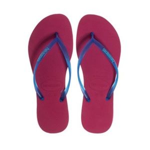 Havaianas Slim Cherry Red Blue Rubber Flipflop b28